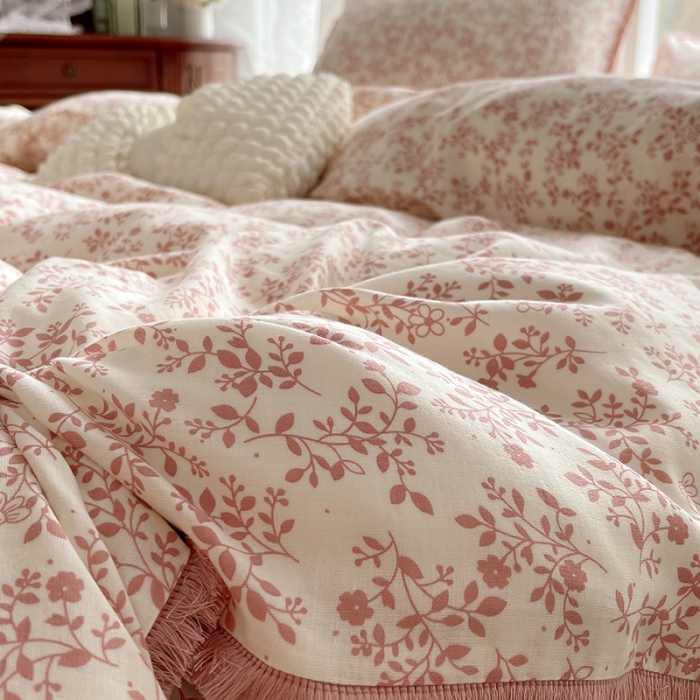 91家纺网 家纺一手货源 找家纺 千朵 2023新款双层纱四件套 小香粉