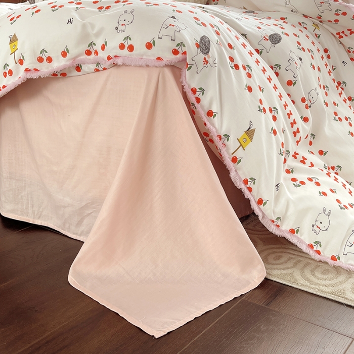 91家纺网 家纺一手货源 找家纺 千朵 2023新款双层纱四件套 樱桃园