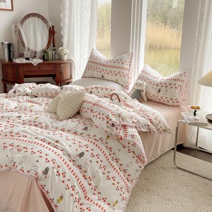 千朵 2023新款双层纱四件套 樱桃园