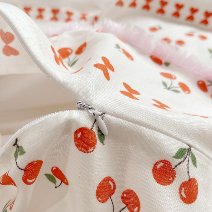 91家纺网 家纺一手货源 找家纺 千朵 2023新款双层纱四件套 樱桃园