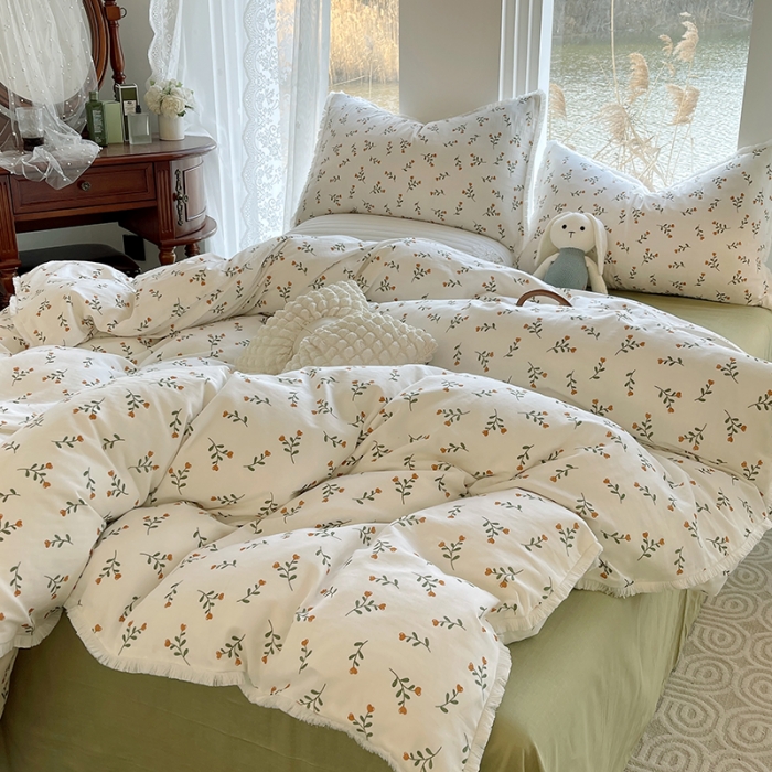 91家纺网 家纺一手货源 找家纺 千朵 2023新款双层纱四件套 醉清风