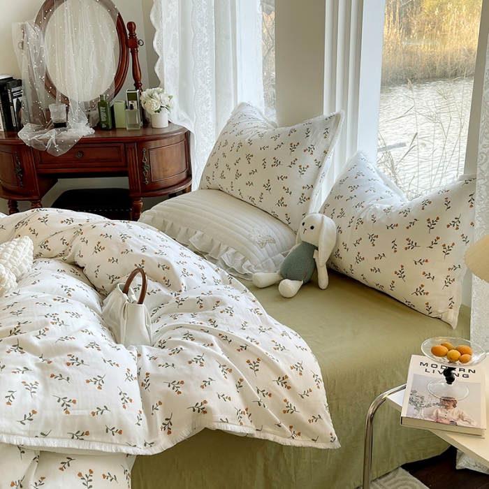 91家纺网 家纺一手货源 找家纺 千朵 2023新款双层纱四件套 醉清风