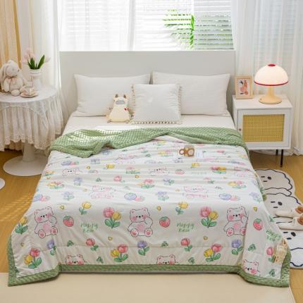 91家纺网 家纺一手货源 找家纺 （总）欢乐季 2025新款A类水洗棉麻卡通款豆豆被-夏被