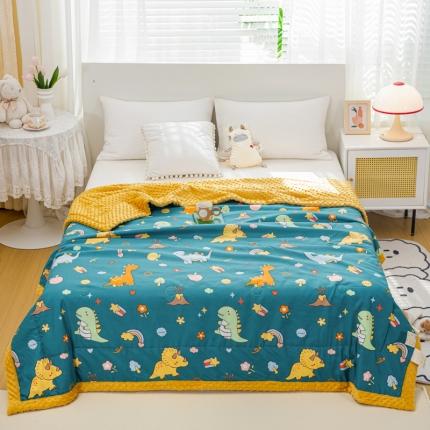 91家纺网 家纺一手货源 找家纺 欢乐季 2025新款A类水洗棉麻卡通款豆豆被-夏被 夏被-小恐龙