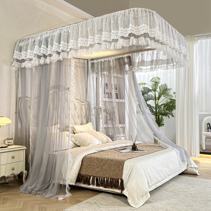 91家纺网 家纺一手货源 找家纺 都市缘蚊帐 2023新款911款导轨宫廷蚊帐蚊帐 深灰