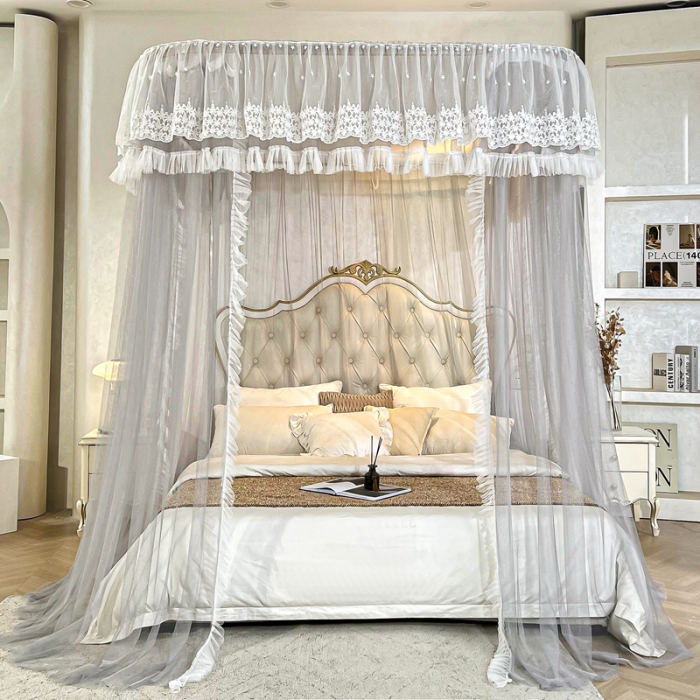 91家纺网 家纺一手货源 找家纺 都市缘蚊帐 2023新款911款导轨宫廷蚊帐蚊帐 深灰