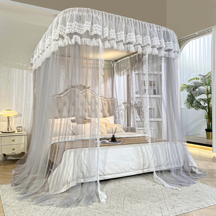 91家纺网 家纺一手货源 找家纺 都市缘蚊帐 2023新款911款导轨宫廷蚊帐蚊帐 深灰