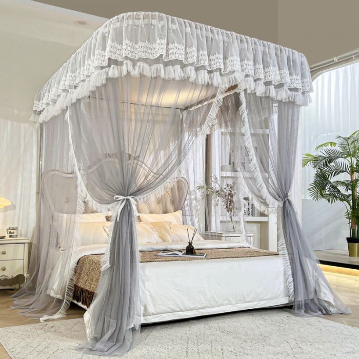 91家纺网 家纺一手货源 找家纺 都市缘蚊帐 2023新款911款导轨宫廷蚊帐蚊帐 深灰