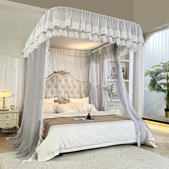 91家纺网 家纺一手货源 找家纺 都市缘蚊帐 2023新款911款导轨宫廷蚊帐蚊帐 深灰