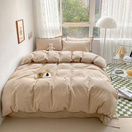 泽西家纺 2022新款A类全棉水洗棉四件套 贝壳—卡其