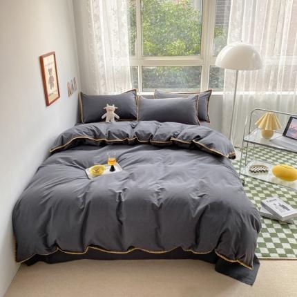 泽西家纺 2022新款A类全棉水洗棉四件套 贝壳—深灰