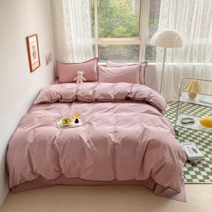 91家纺网 家纺一手货源 找家纺 泽西家纺 2022新款A类全棉水洗棉四件套 贝壳—豆沙