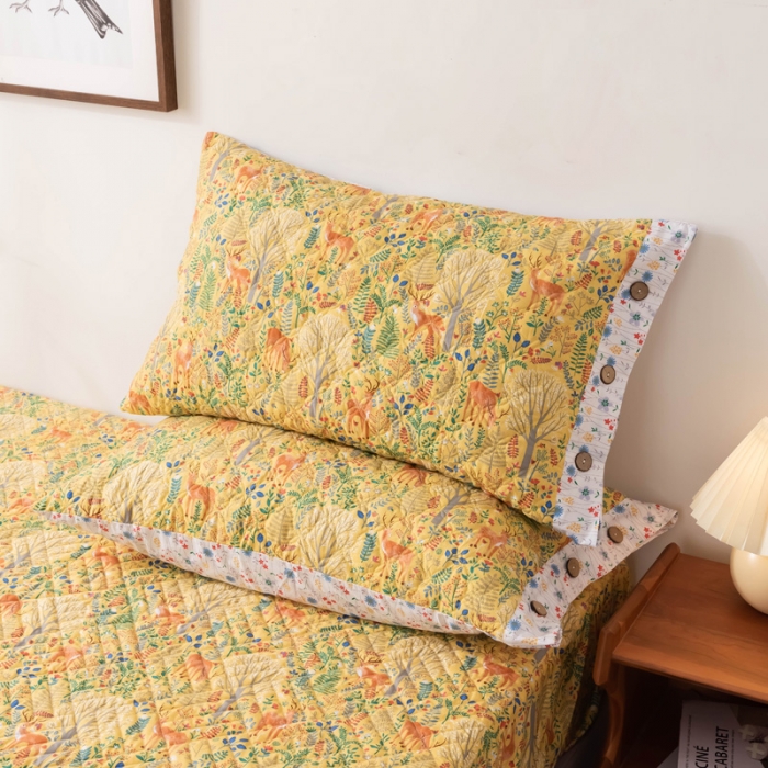 91家纺网 家纺一手货源 找家纺 优乐家纺 2023新款全棉夹棉款绗缝单枕套 斑比