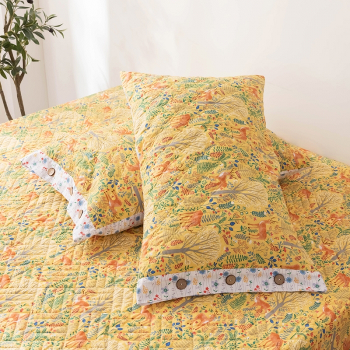 91家纺网 家纺一手货源 找家纺 优乐家纺 2023新款全棉夹棉款绗缝单枕套 斑比