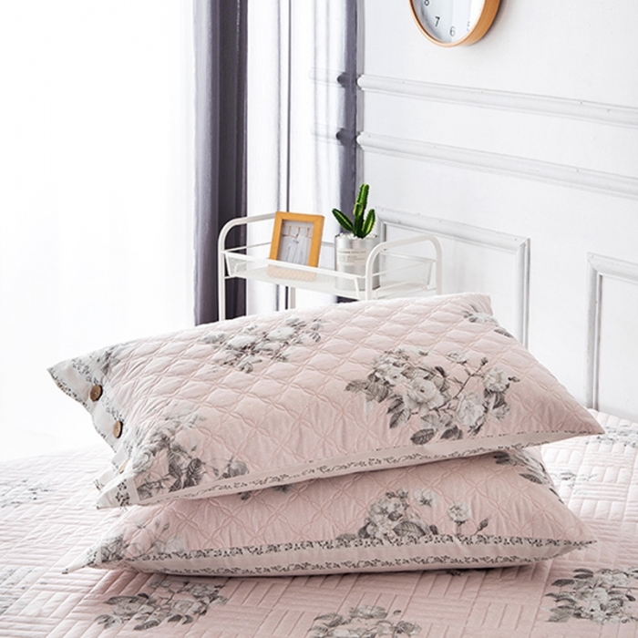 91家纺网 家纺一手货源 找家纺 优乐家纺 2023新款全棉夹棉款绗缝单枕套 淡雅凝香