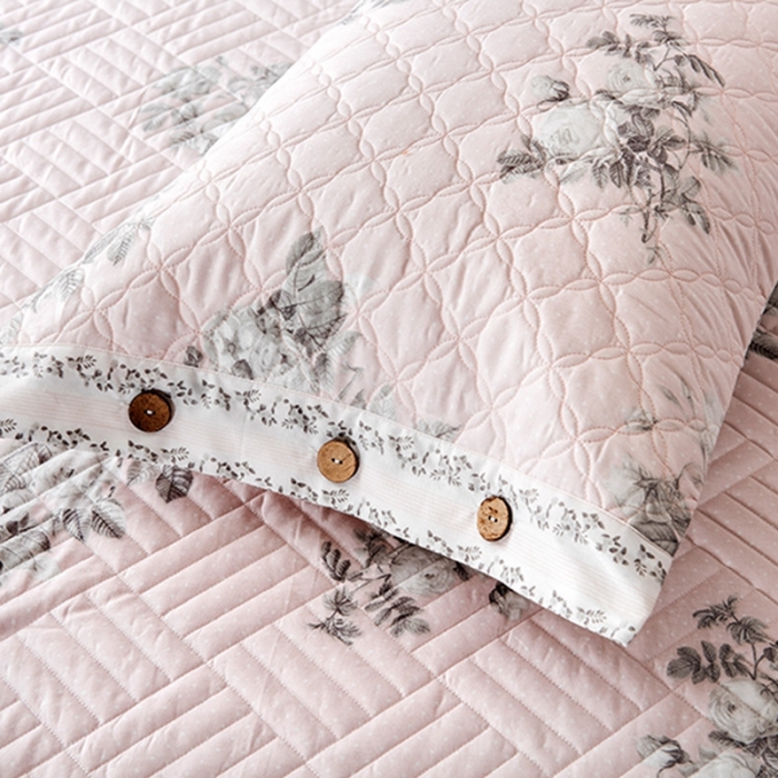 91家纺网 家纺一手货源 找家纺 优乐家纺 2023新款全棉夹棉款绗缝单枕套 淡雅凝香