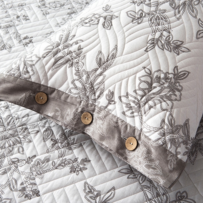 91家纺网 家纺一手货源 找家纺 优乐家纺 2023新款全棉夹棉款绗缝单枕套 枫丹白露