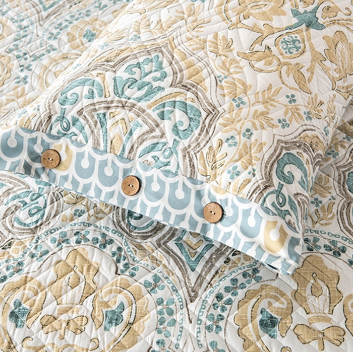 91家纺网 家纺一手货源 找家纺 优乐家纺 2023新款全棉夹棉款绗缝单枕套 洛丽娜