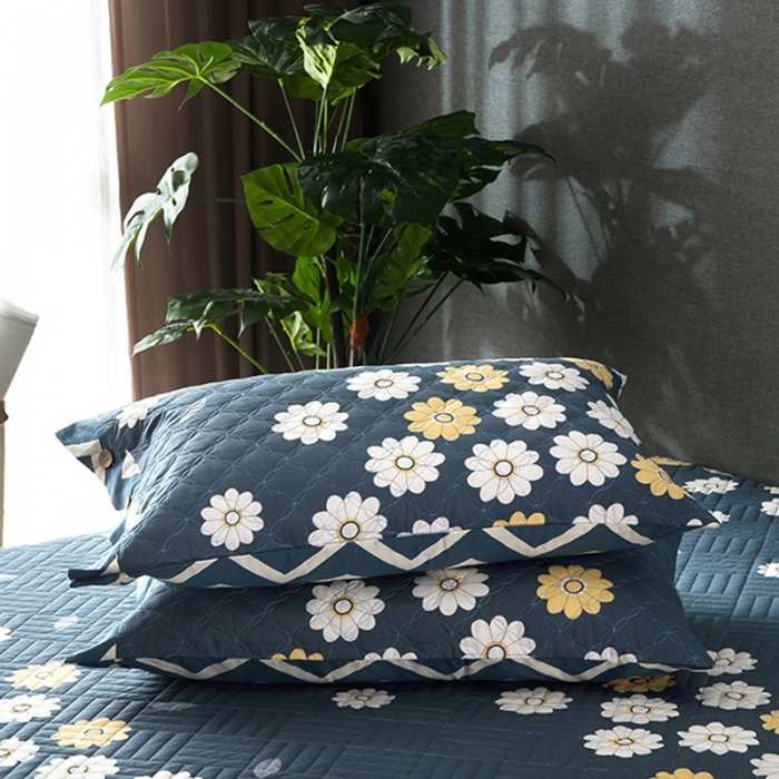 91家纺网 家纺一手货源 找家纺 优乐家纺 2023新款全棉夹棉款绗缝单枕套 玛格丽特-兰