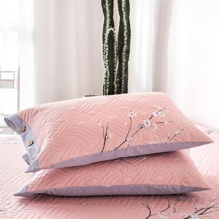 优乐家纺 2023新款全棉夹棉款绗缝单枕套 三生三世-粉