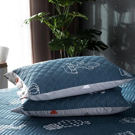 优乐家纺 2023新款全棉夹棉款绗缝单枕套 仙恋凝花-蓝