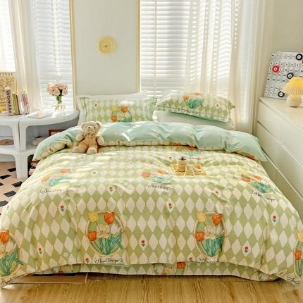 91家纺网 家纺一手货源 找家纺 乐童家纺 2024新款网红直播爆款吊边＋一字绣工艺款四件套-第四波 空中花园