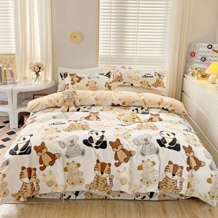 91家纺网 家纺一手货源 找家纺 乐童家纺 2024新款网红直播爆款吊边＋一字绣工艺款四件套-第四波 萌宝乐园