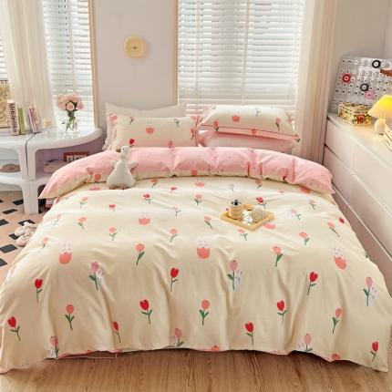 91家纺网 家纺一手货源 找家纺 乐童家纺 2024新款网红直播爆款吊边＋一字绣工艺款四件套-第四波 萌兔游戏