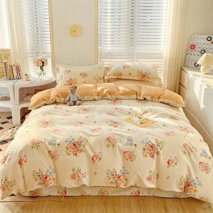 91家纺网 家纺一手货源 找家纺 乐童家纺 2024新款网红直播爆款吊边＋一字绣工艺款四件套-第四波 牡丹亭