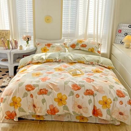 91家纺网 家纺一手货源 找家纺 乐童家纺 2024新款网红直播爆款吊边＋一字绣工艺款四件套-第四波 暖阳情调