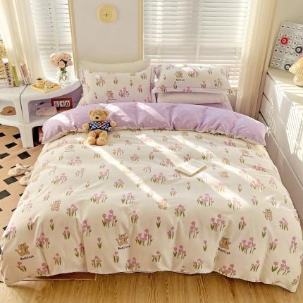 91家纺网 家纺一手货源 找家纺 乐童家纺 2024新款网红直播爆款吊边＋一字绣工艺款四件套-第四波 奇趣庄园