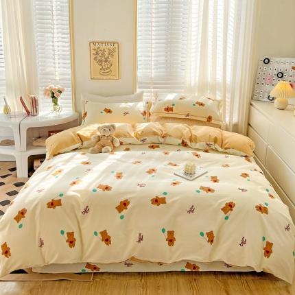 91家纺网 家纺一手货源 找家纺 乐童家纺 2024新款网红直播爆款吊边＋一字绣工艺款四件套-第四波 气球熊米