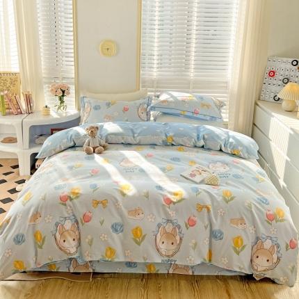 91家纺网 家纺一手货源 找家纺 乐童家纺 2024新款网红直播爆款吊边＋一字绣工艺款四件套-第四波 茜茜花园