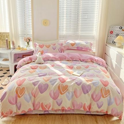 91家纺网 家纺一手货源 找家纺 乐童家纺 2024新款网红直播爆款吊边＋一字绣工艺款四件套-第四波 五彩世界