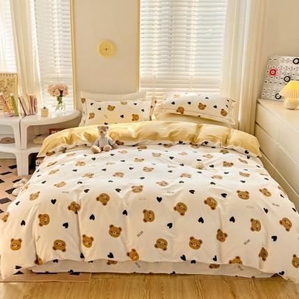 91家纺网 家纺一手货源 找家纺 乐童家纺 2024新款网红直播爆款吊边＋一字绣工艺款四件套-第四波 熊圆圆