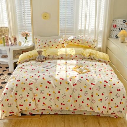 91家纺网 家纺一手货源 找家纺 乐童家纺 2024新款网红直播爆款吊边＋一字绣工艺款四件套-第四波 樱桃果