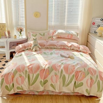 91家纺网 家纺一手货源 找家纺 乐童家纺 2024新款网红直播爆款吊边＋一字绣工艺款四件套-第四波 优雅绽放