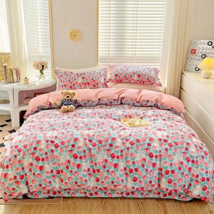 91家纺网 家纺一手货源 找家纺 乐童家纺 2024新款网红直播爆款吊边＋一字绣工艺款四件套-第四波 郁香慕雅