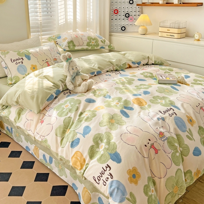 91家纺网 家纺一手货源 找家纺 乐童家纺 2024新款网红直播爆款吊边＋一字绣工艺款四件套-第四波 克拉恋人