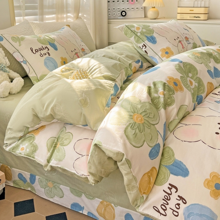 91家纺网 家纺一手货源 找家纺 乐童家纺 2024新款网红直播爆款吊边＋一字绣工艺款四件套-第四波 克拉恋人