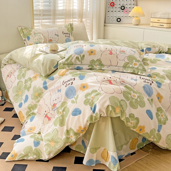 91家纺网 家纺一手货源 找家纺 乐童家纺 2024新款网红直播爆款吊边＋一字绣工艺款四件套-第四波 克拉恋人