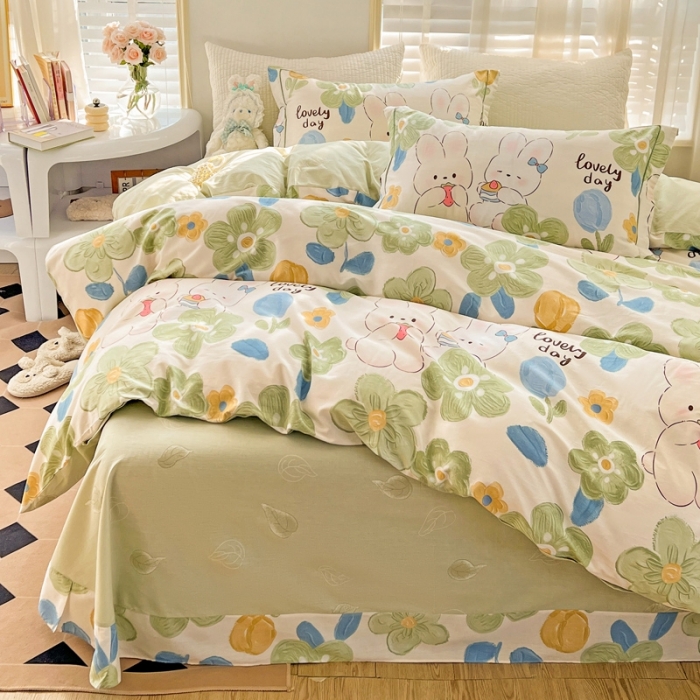 91家纺网 家纺一手货源 找家纺 乐童家纺 2024新款网红直播爆款吊边＋一字绣工艺款四件套-第四波 克拉恋人