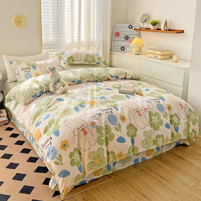 91家纺网 家纺一手货源 找家纺 乐童家纺 2024新款网红直播爆款吊边＋一字绣工艺款四件套-第四波 克拉恋人