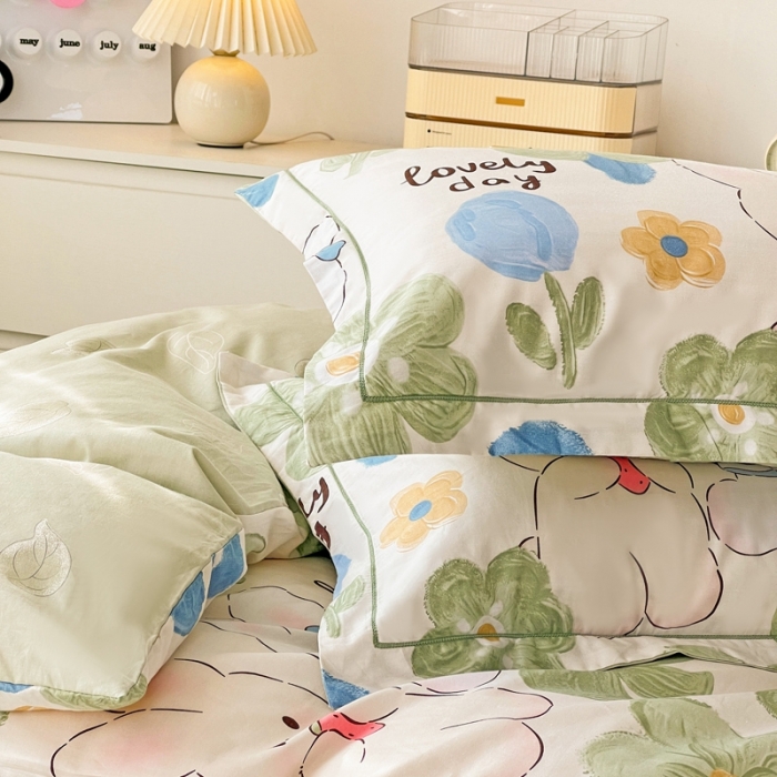 91家纺网 家纺一手货源 找家纺 乐童家纺 2024新款网红直播爆款吊边＋一字绣工艺款四件套-第四波 克拉恋人