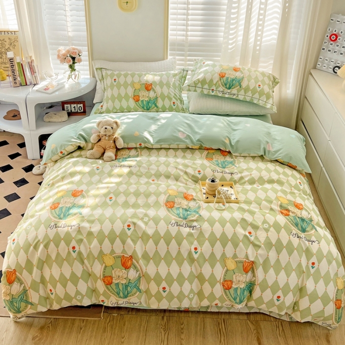 91家纺网 家纺一手货源 找家纺 乐童家纺 2024新款网红直播爆款吊边＋一字绣工艺款四件套-第四波 空中花园