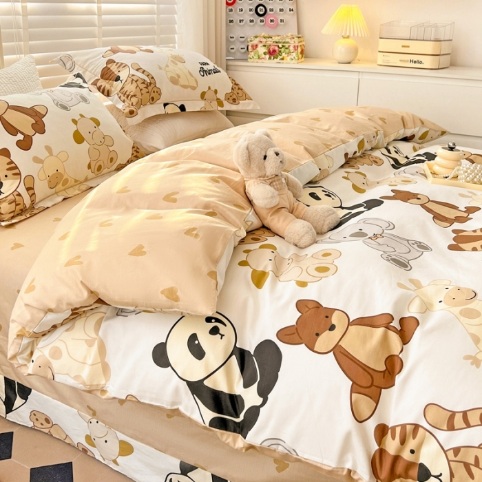 91家纺网 家纺一手货源 找家纺 乐童家纺 2024新款网红直播爆款吊边＋一字绣工艺款四件套-第四波 萌宝乐园