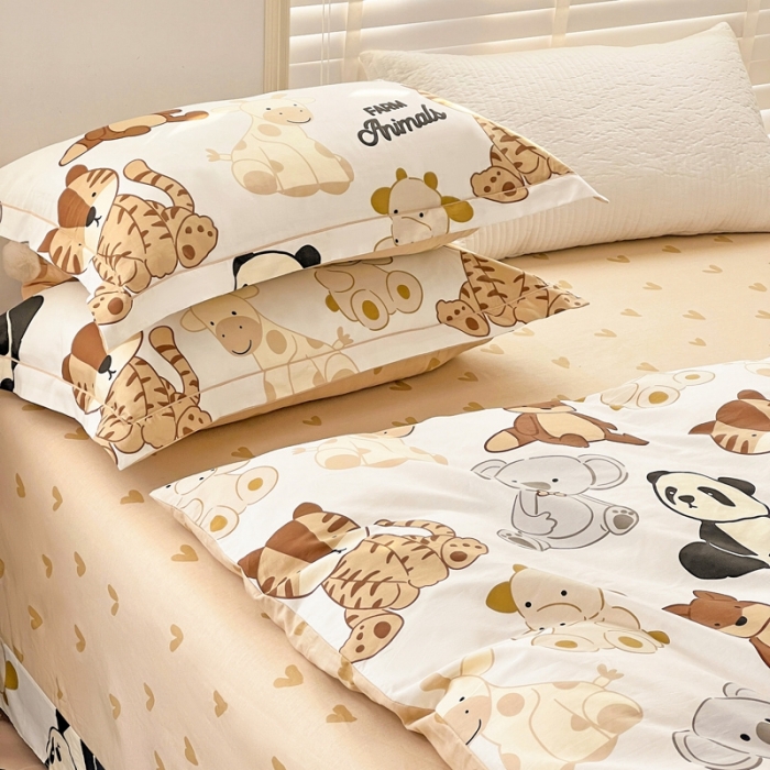 91家纺网 家纺一手货源 找家纺 乐童家纺 2024新款网红直播爆款吊边＋一字绣工艺款四件套-第四波 萌宝乐园