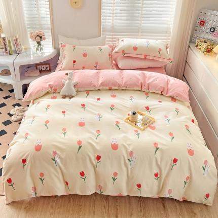 乐童家纺 2024新款网红直播爆款吊边＋一字绣工艺款四件套-第四波 萌兔游戏