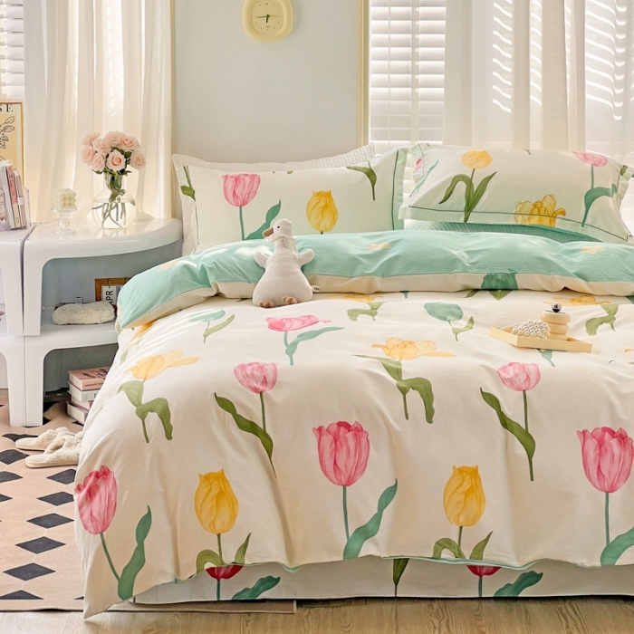 91家纺网 家纺一手货源 找家纺 乐童家纺 2024新款网红直播爆款吊边＋一字绣工艺款四件套-第四波 绵绵花期