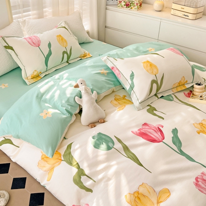 91家纺网 家纺一手货源 找家纺 乐童家纺 2024新款网红直播爆款吊边＋一字绣工艺款四件套-第四波 绵绵花期